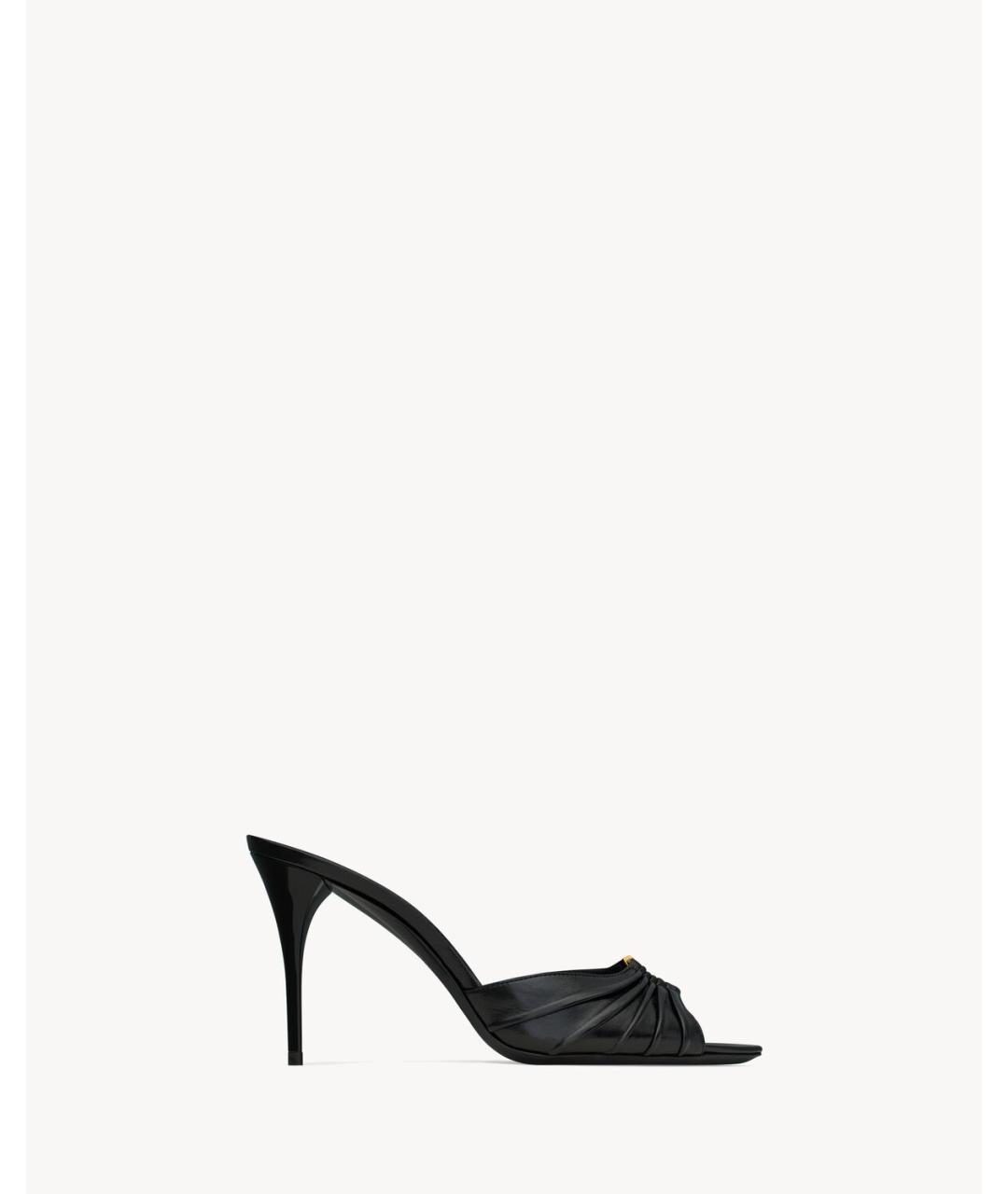 SAINT LAURENT Черные кожаные мюли, фото 4
