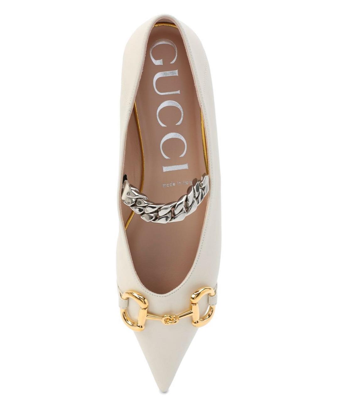 GUCCI Белые кожаные туфли, фото 3