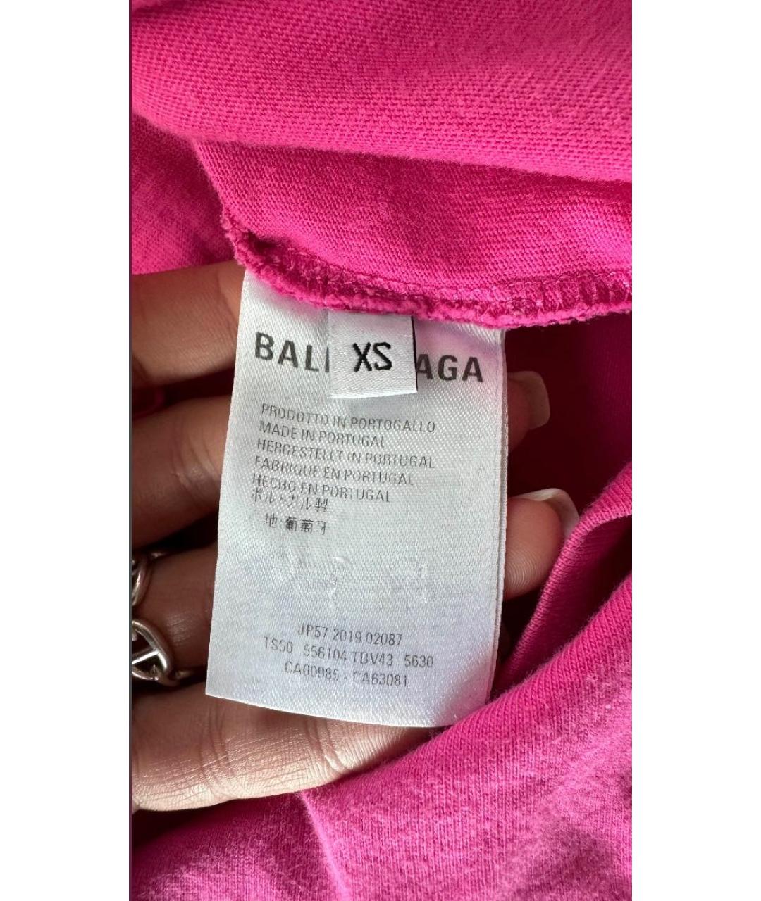 BALENCIAGA Фуксия хлопковая футболка, фото 3