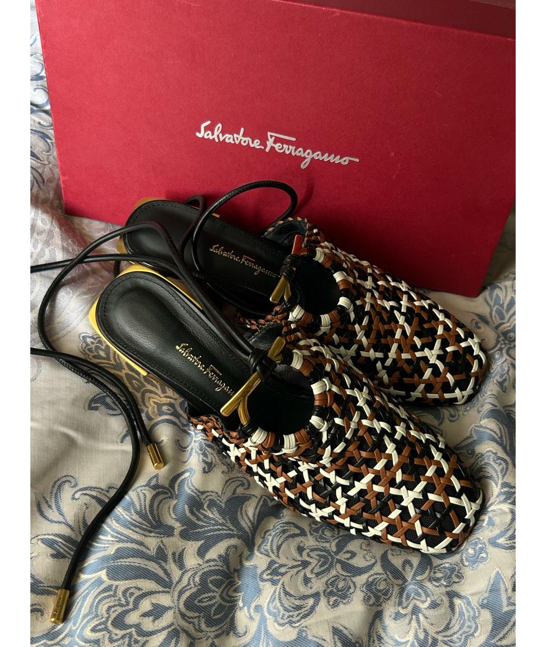 FERRAGAMO Мульти кожаные мюли, фото 7