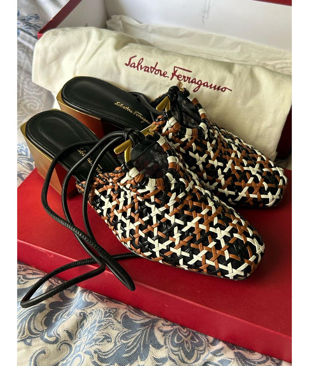 FERRAGAMO Мульти кожаные мюли, фото 6