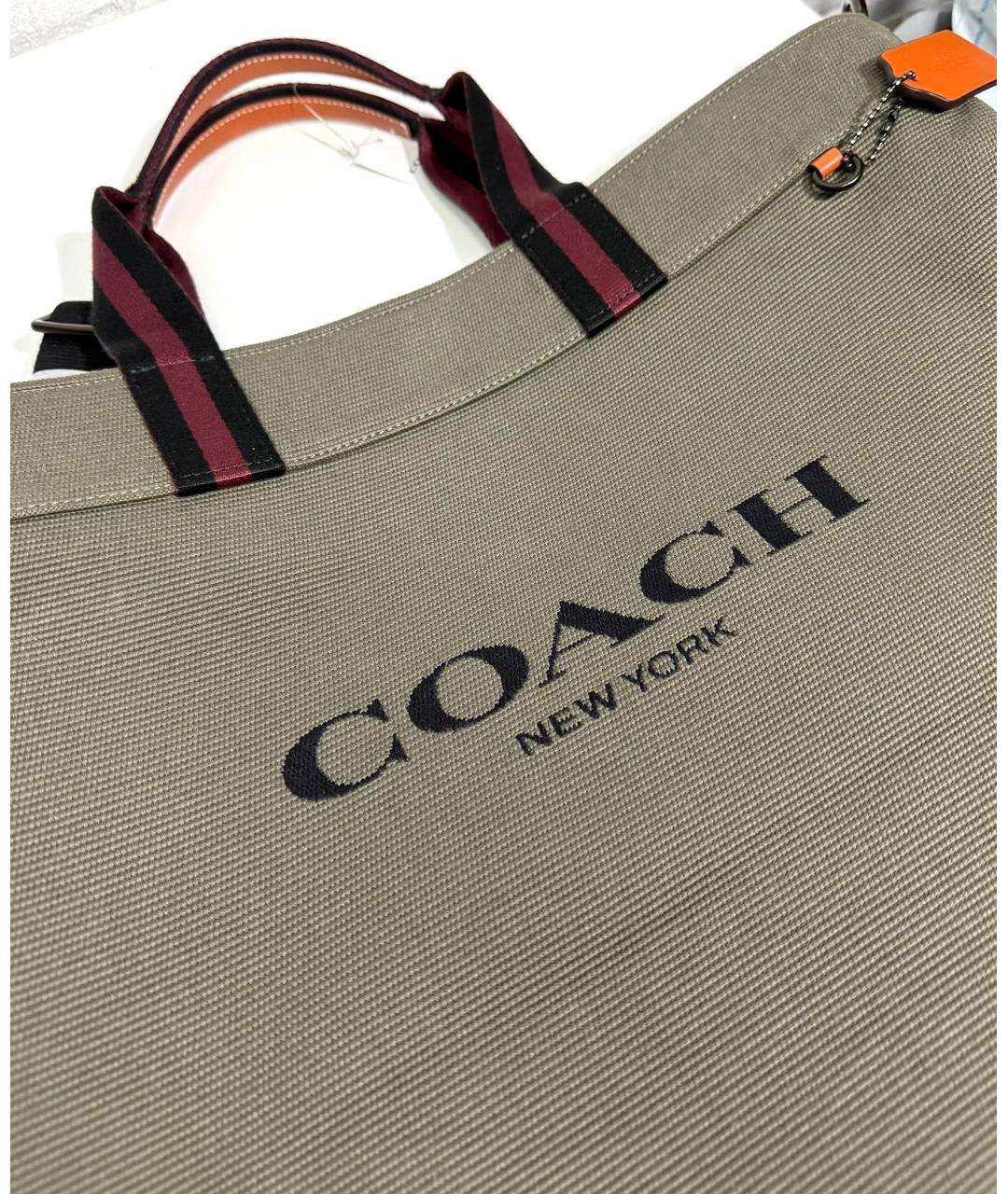 COACH Хаки тканевая сумка тоут, фото 6