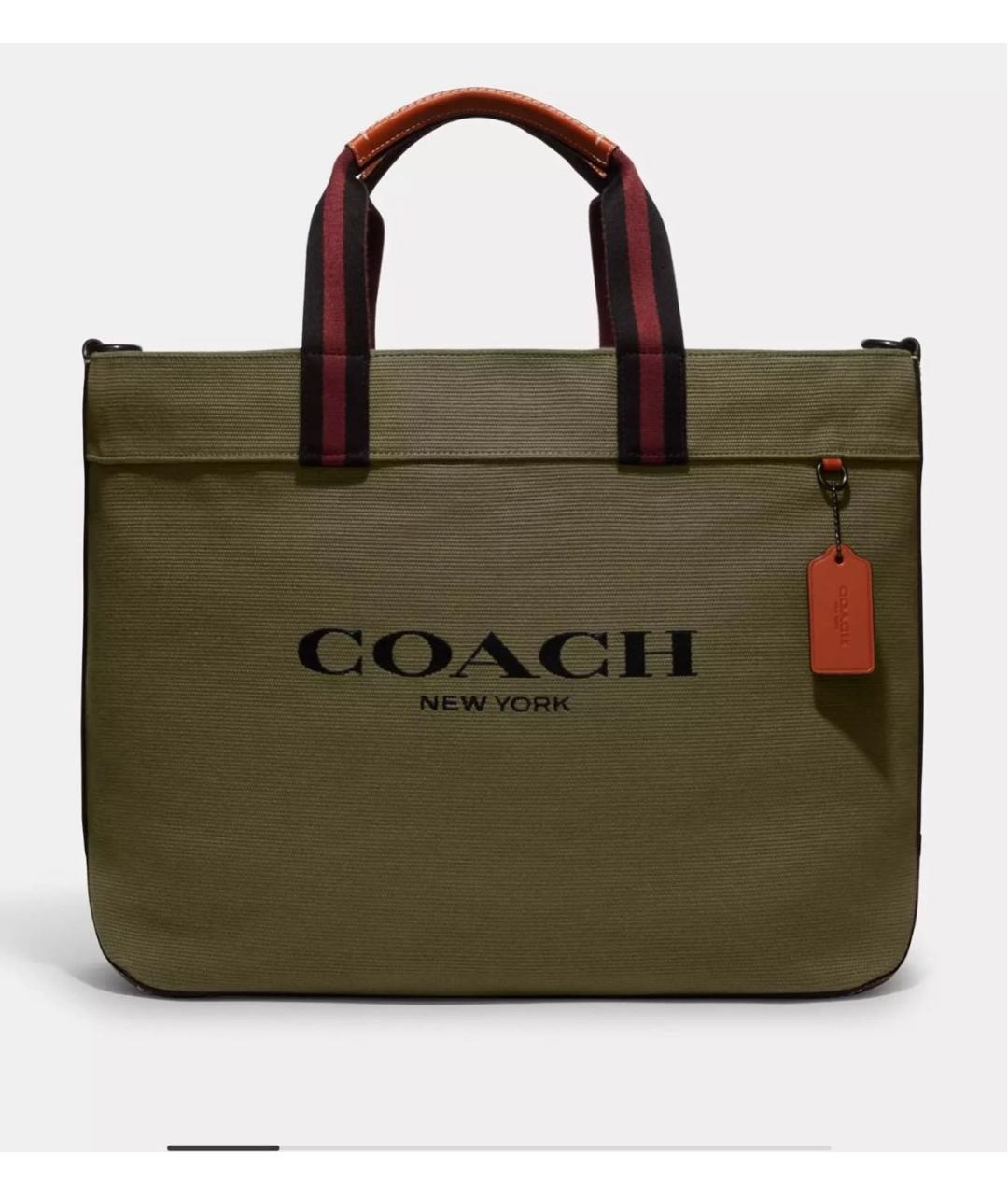 COACH Хаки тканевая сумка тоут, фото 8
