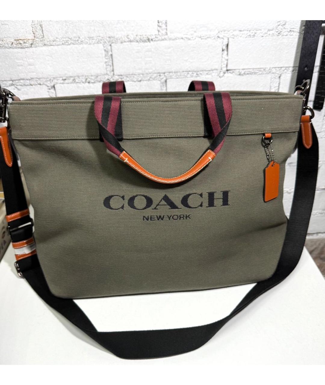 COACH Хаки тканевая сумка тоут, фото 2