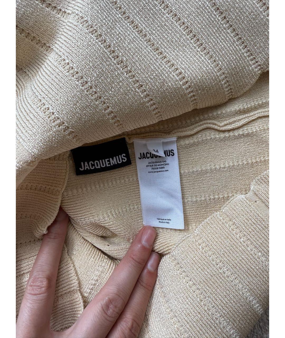 JACQUEMUS Бежевое вискозное повседневное платье, фото 3
