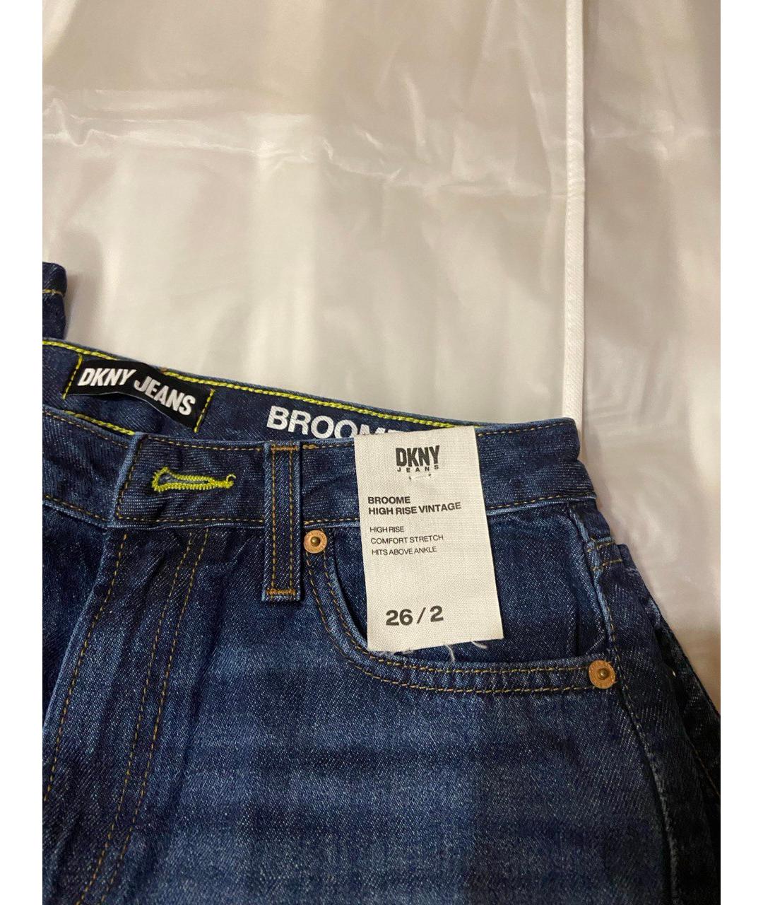 DKNY Темно-синие хлопковые прямые джинсы, фото 6