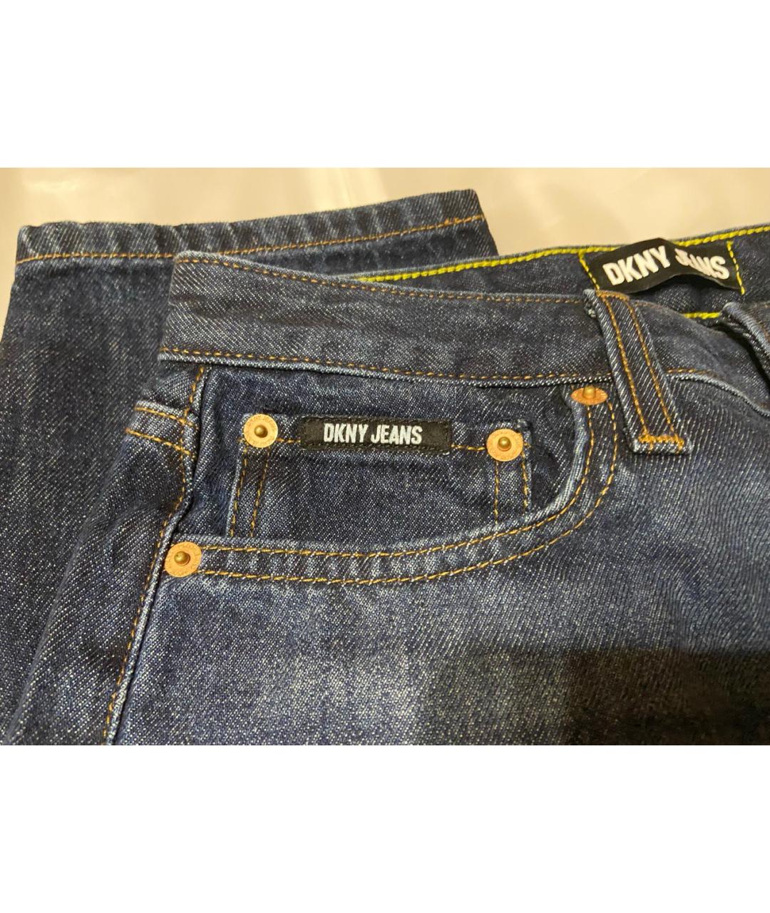 DKNY Темно-синие хлопковые прямые джинсы, фото 4