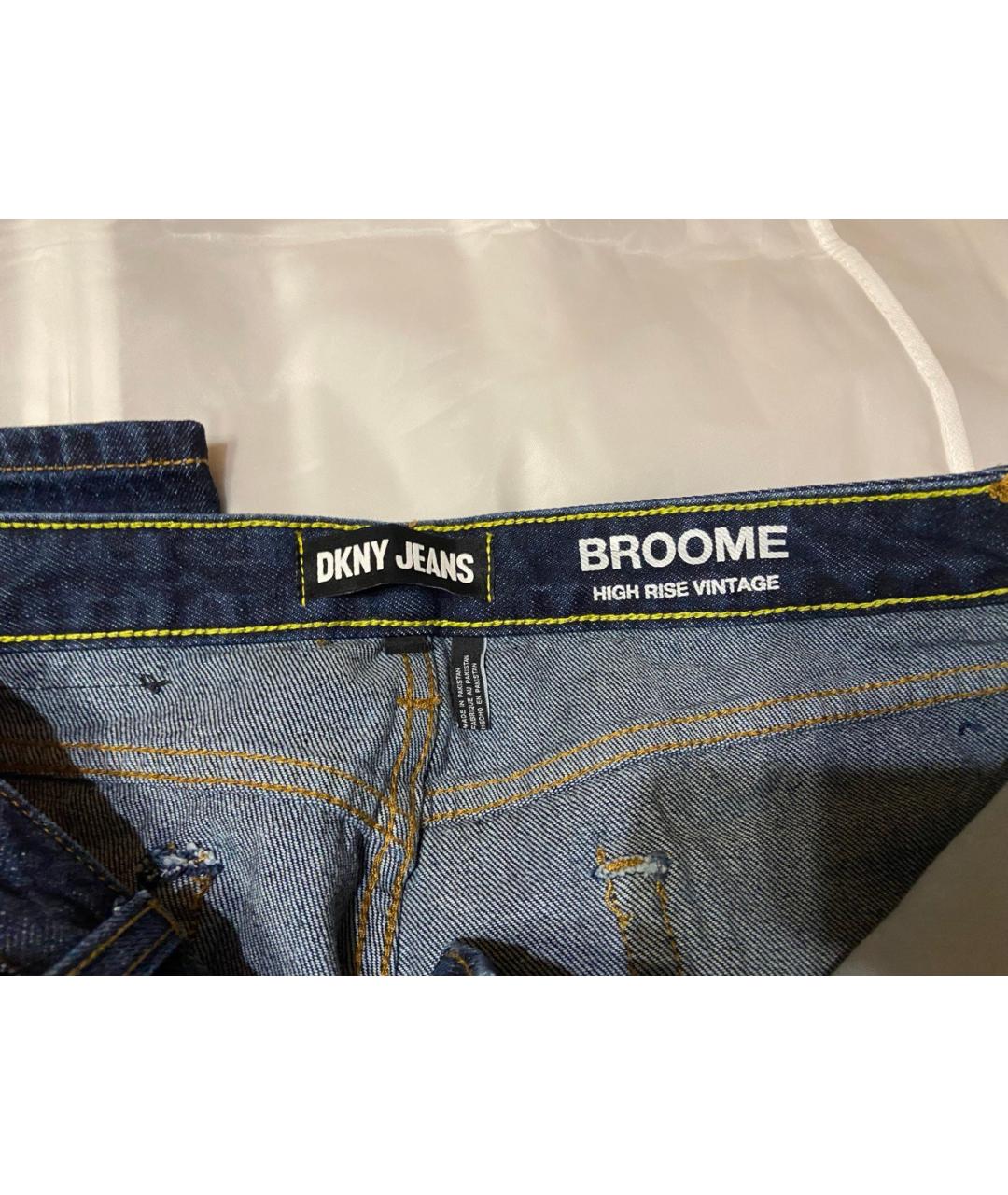 DKNY Темно-синие хлопковые прямые джинсы, фото 5