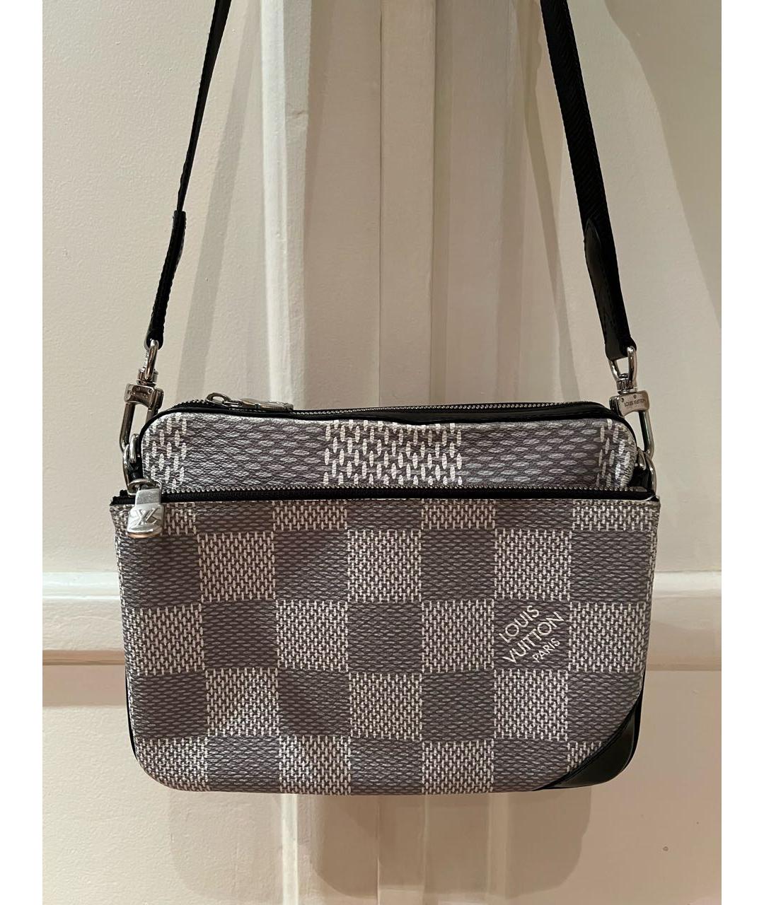 LOUIS VUITTON Серая кожаная сумка на плечо, фото 2