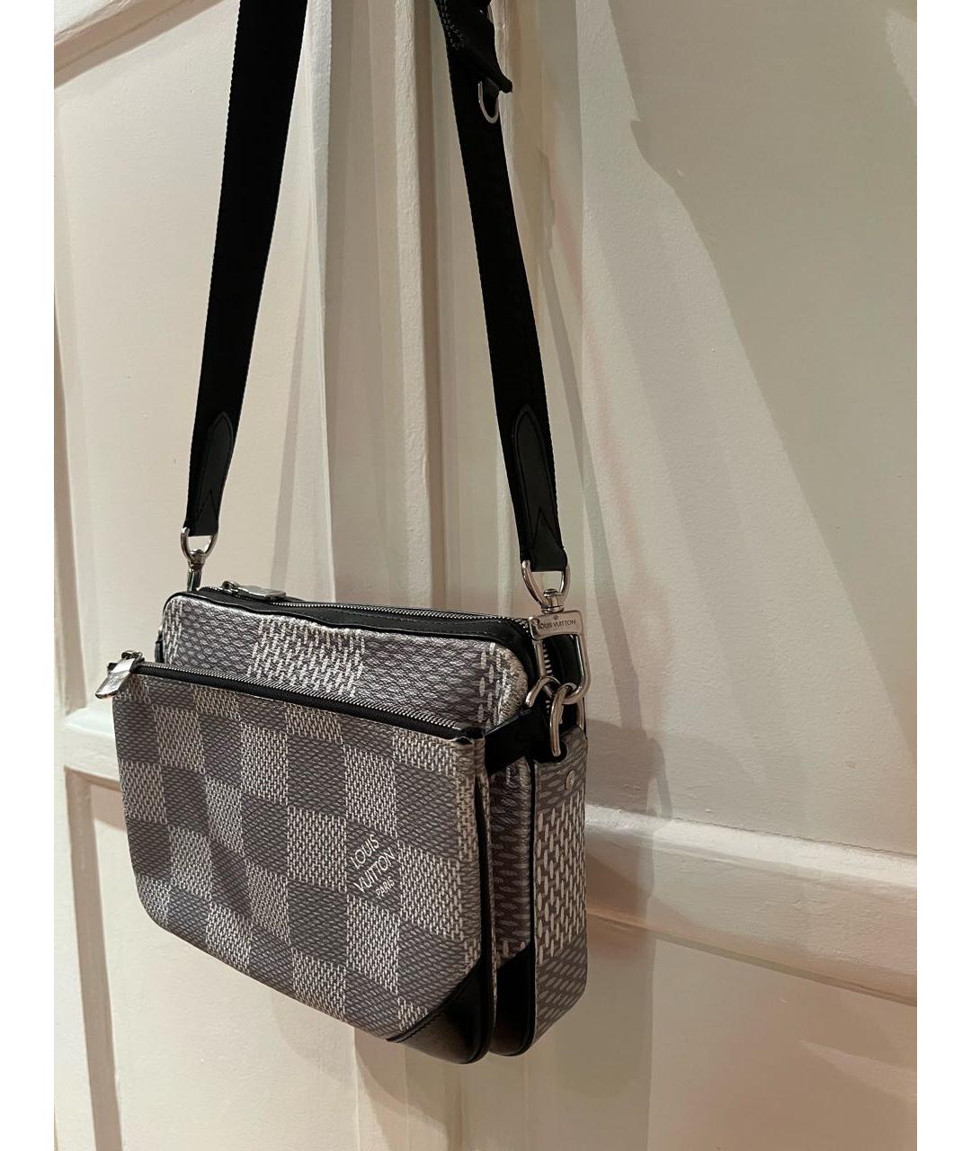 LOUIS VUITTON Серая кожаная сумка на плечо, фото 4