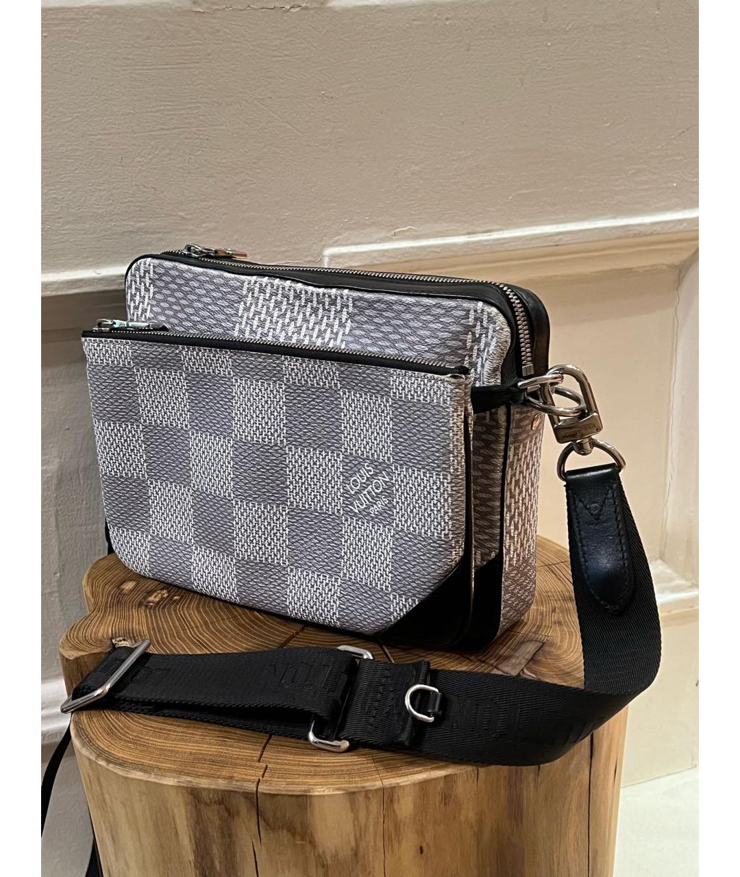 LOUIS VUITTON Серая кожаная сумка на плечо, фото 3