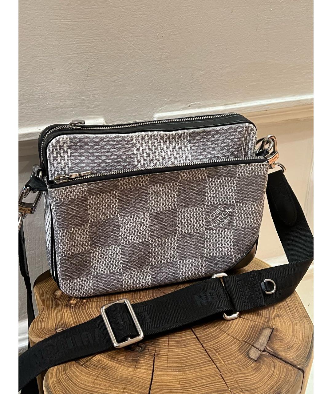 LOUIS VUITTON Серая кожаная сумка на плечо, фото 9