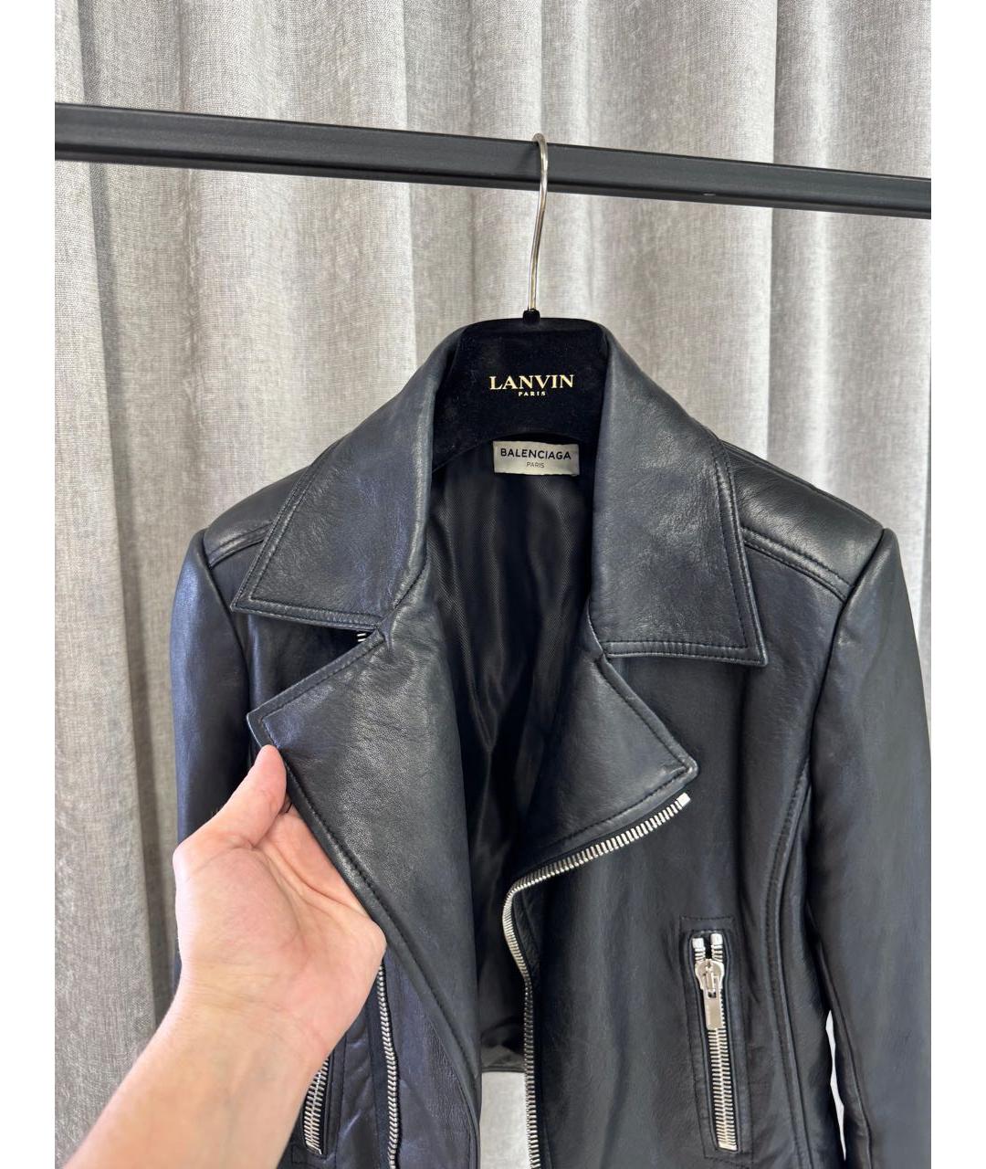 BALENCIAGA Черная кожаная куртка, фото 3