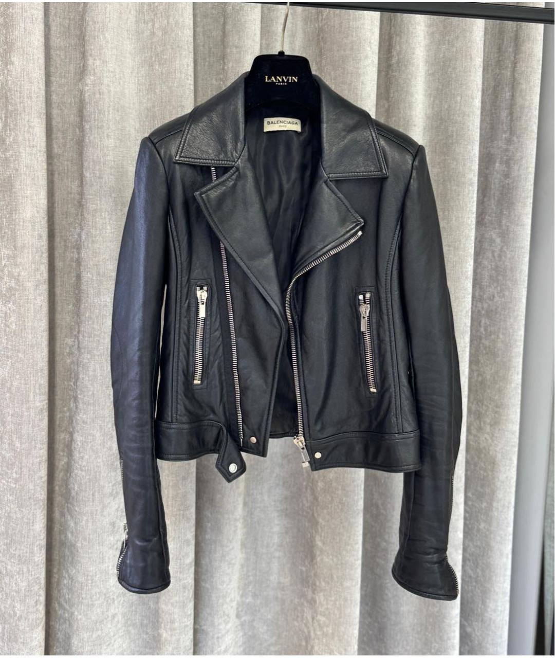 BALENCIAGA Черная кожаная куртка, фото 7
