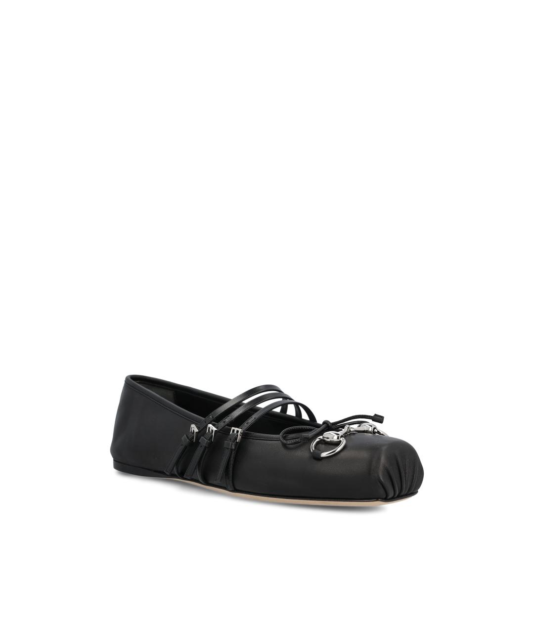 GUCCI Черные кожаные балетки, фото 2