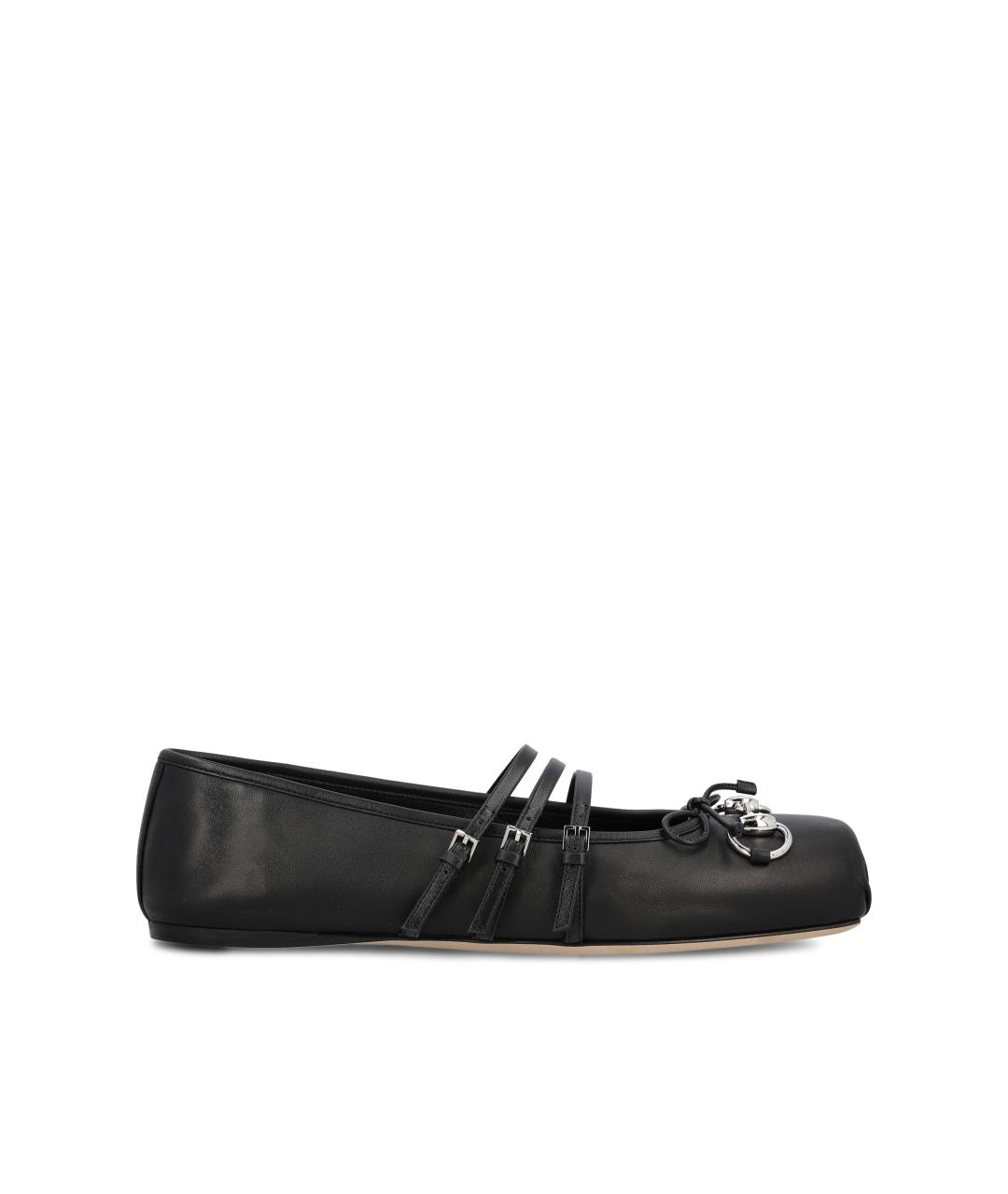 GUCCI Черные кожаные балетки, фото 5