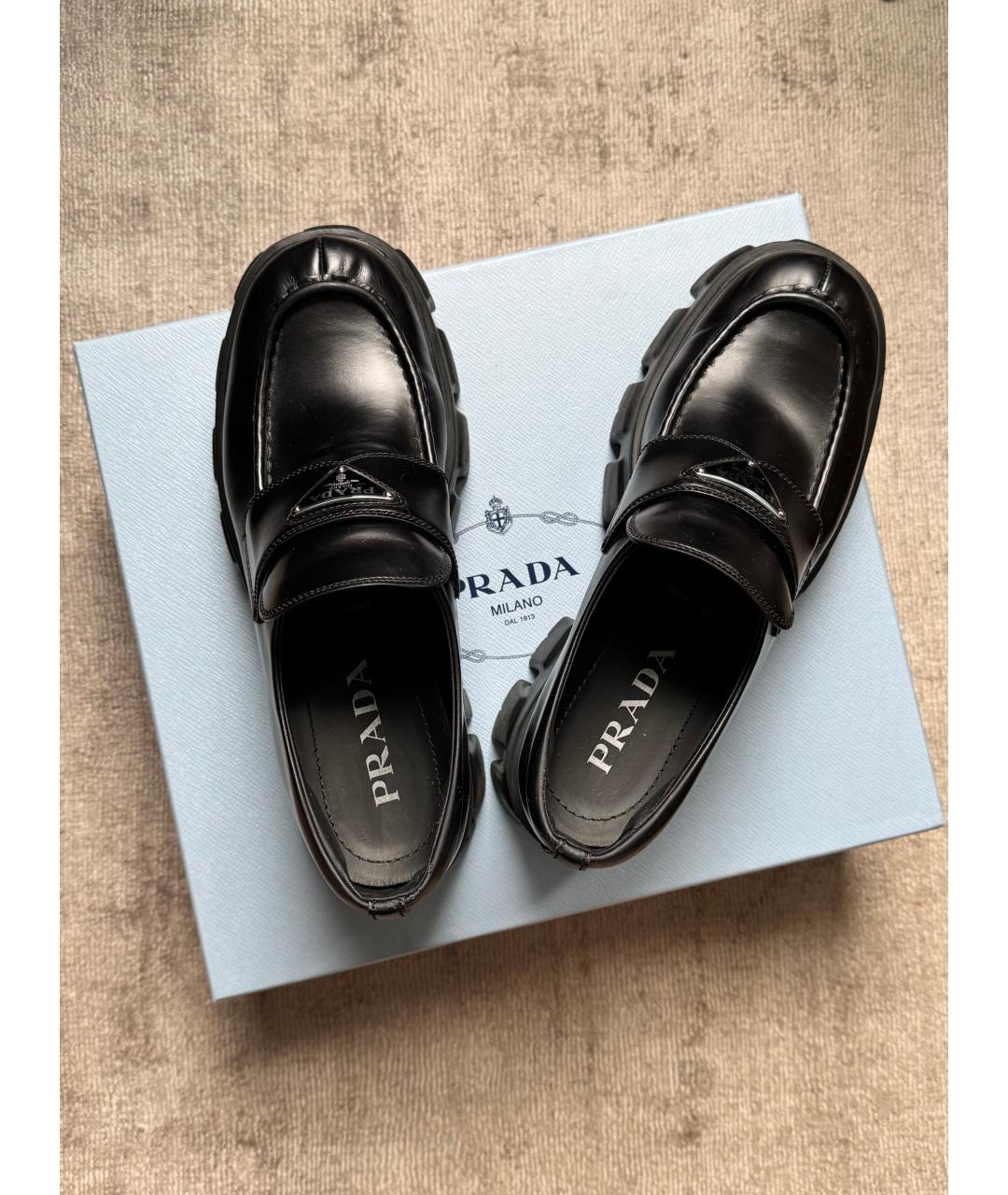 PRADA Черные кожаные лоферы, фото 2