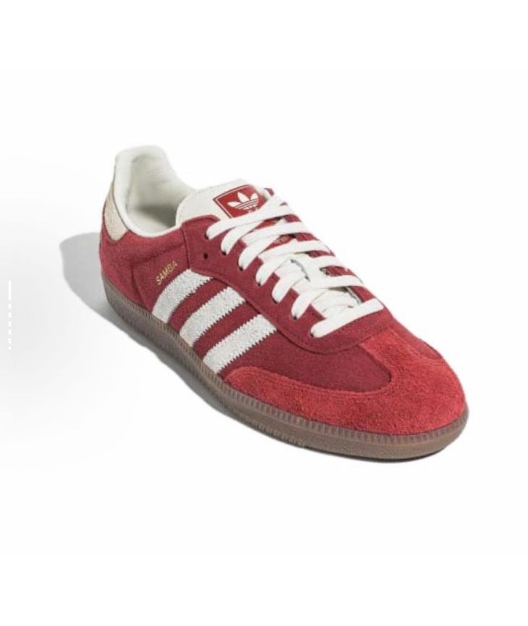 ADIDAS Бордовые кожаные кроссовки, фото 2