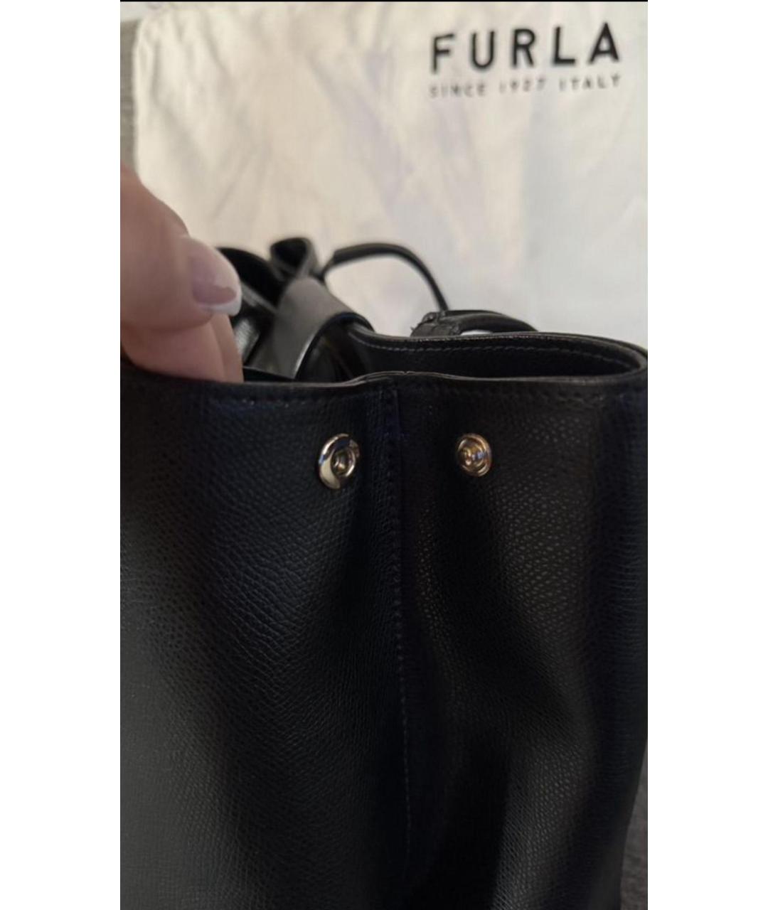 FURLA Черная кожаная сумка тоут, фото 7
