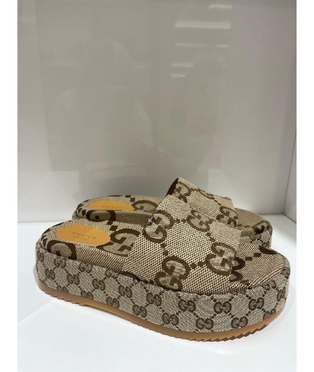 GUCCI Бежевые сабо, фото 5