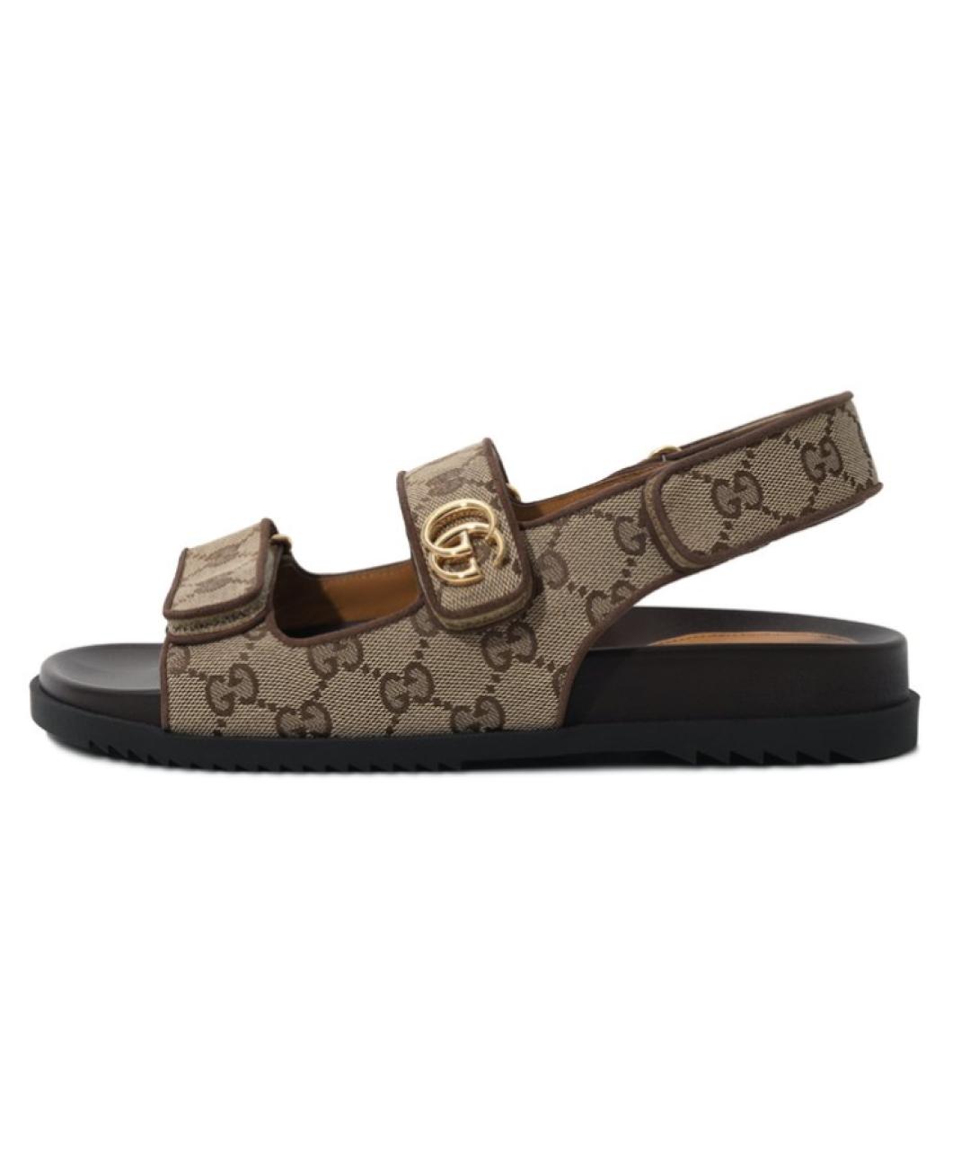 GUCCI Бежевые текстильные сандалии, фото 7