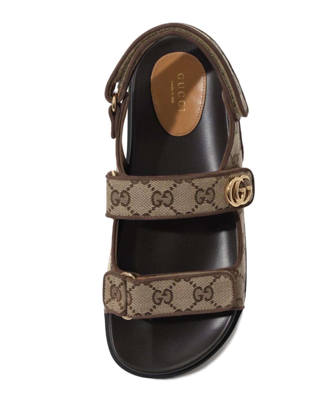 GUCCI Бежевые текстильные сандалии, фото 3