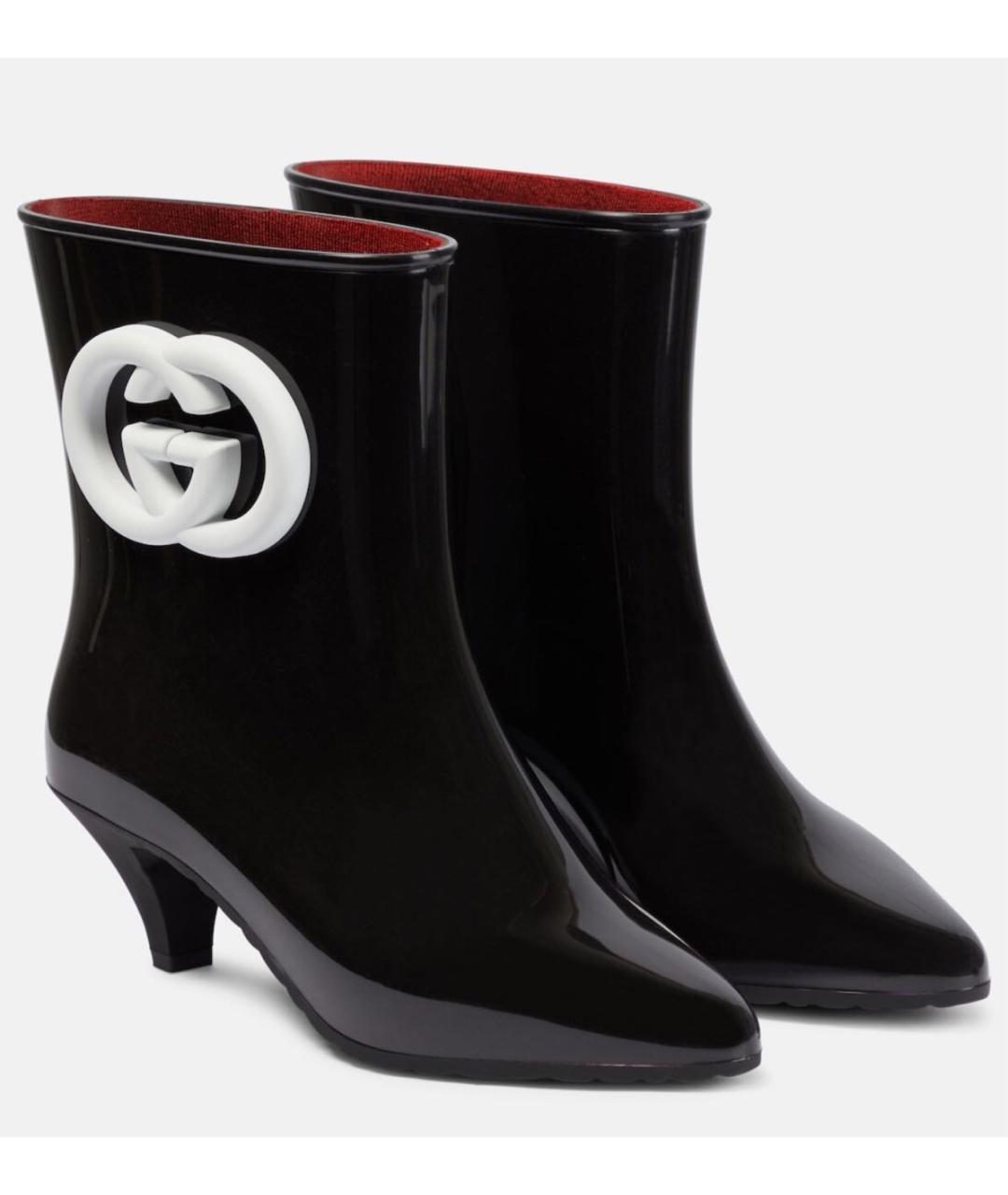 GUCCI Черные резиновые полусапоги, фото 9
