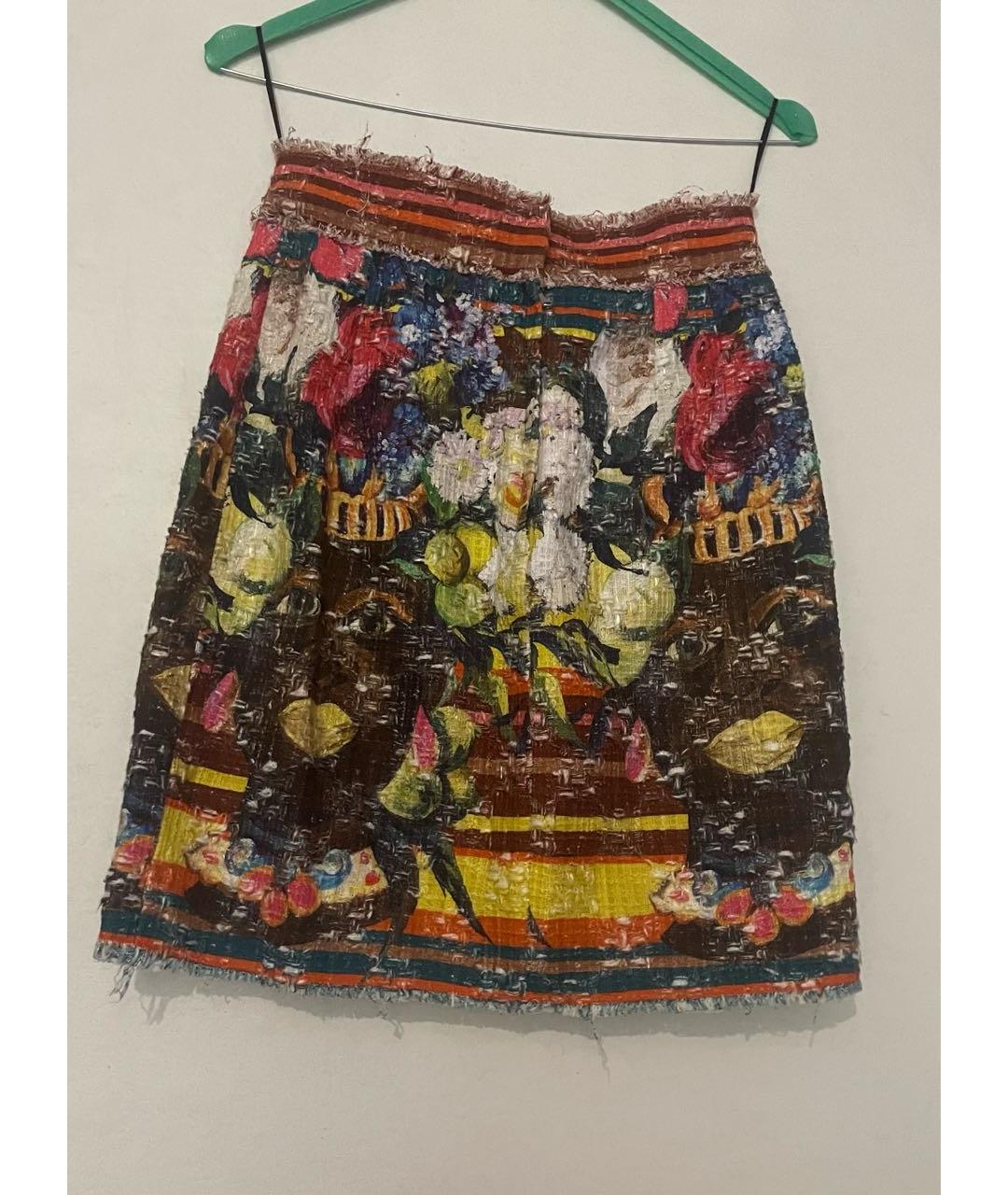 DOLCE&GABBANA Мульти хлопковая юбка мини, фото 2