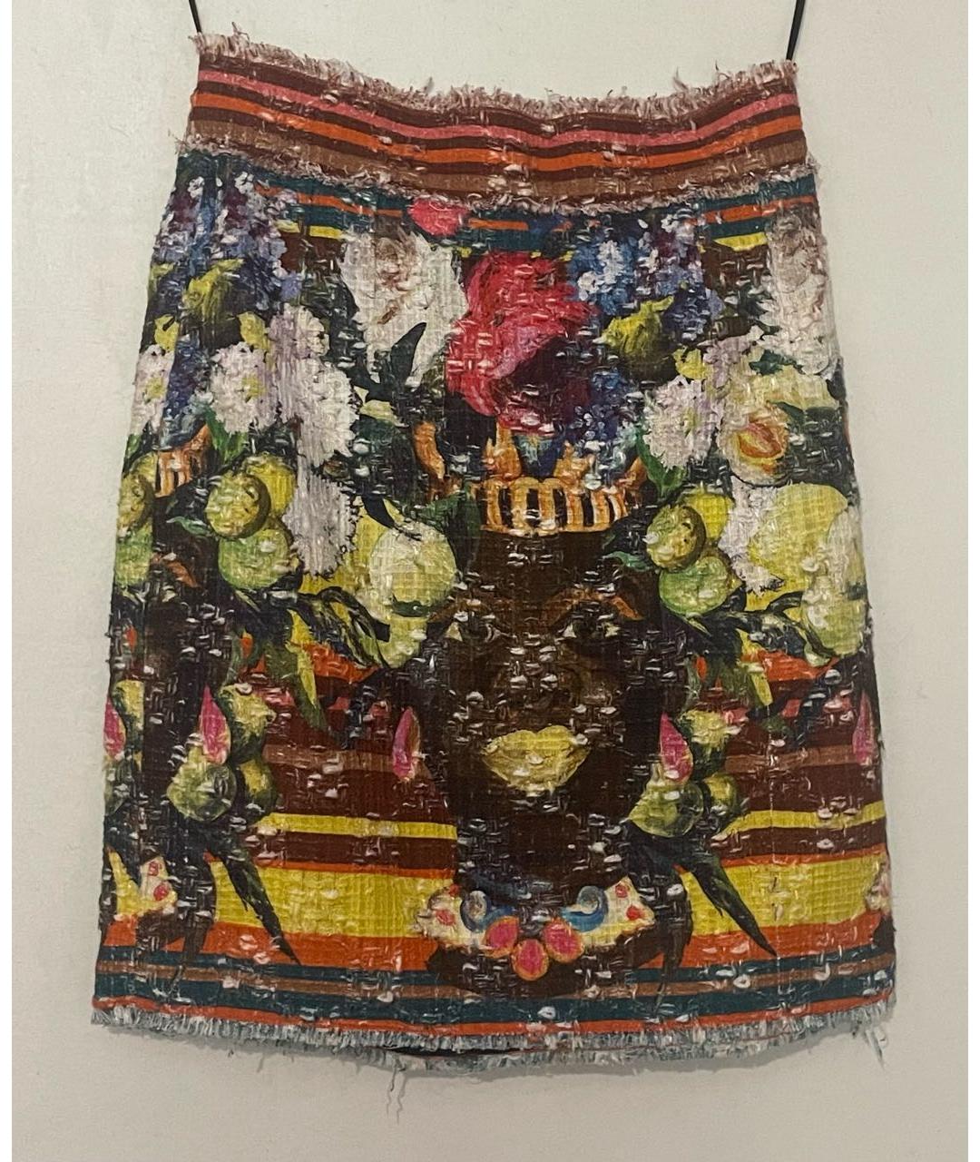 DOLCE&GABBANA Мульти хлопковая юбка мини, фото 5