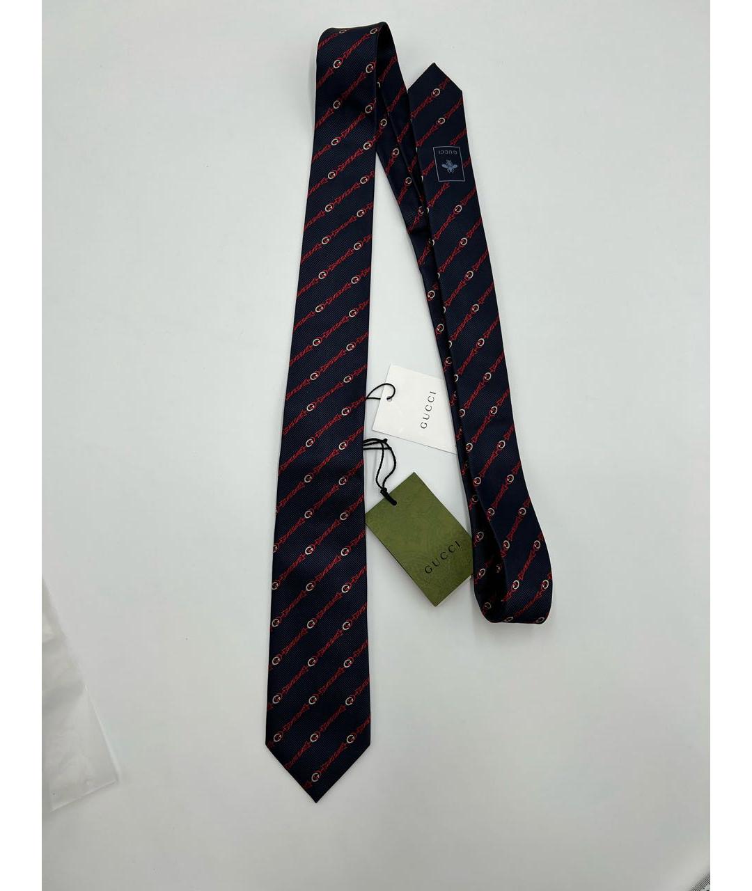 GUCCI Темно-синий шелковый галстук, фото 2