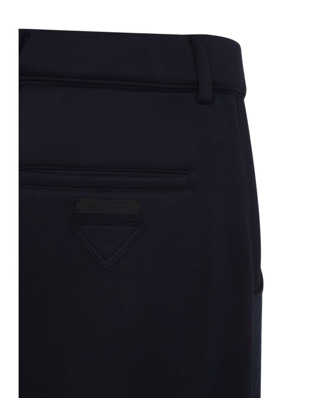 PRADA Темно-синие синтетические повседневные брюки, фото 3