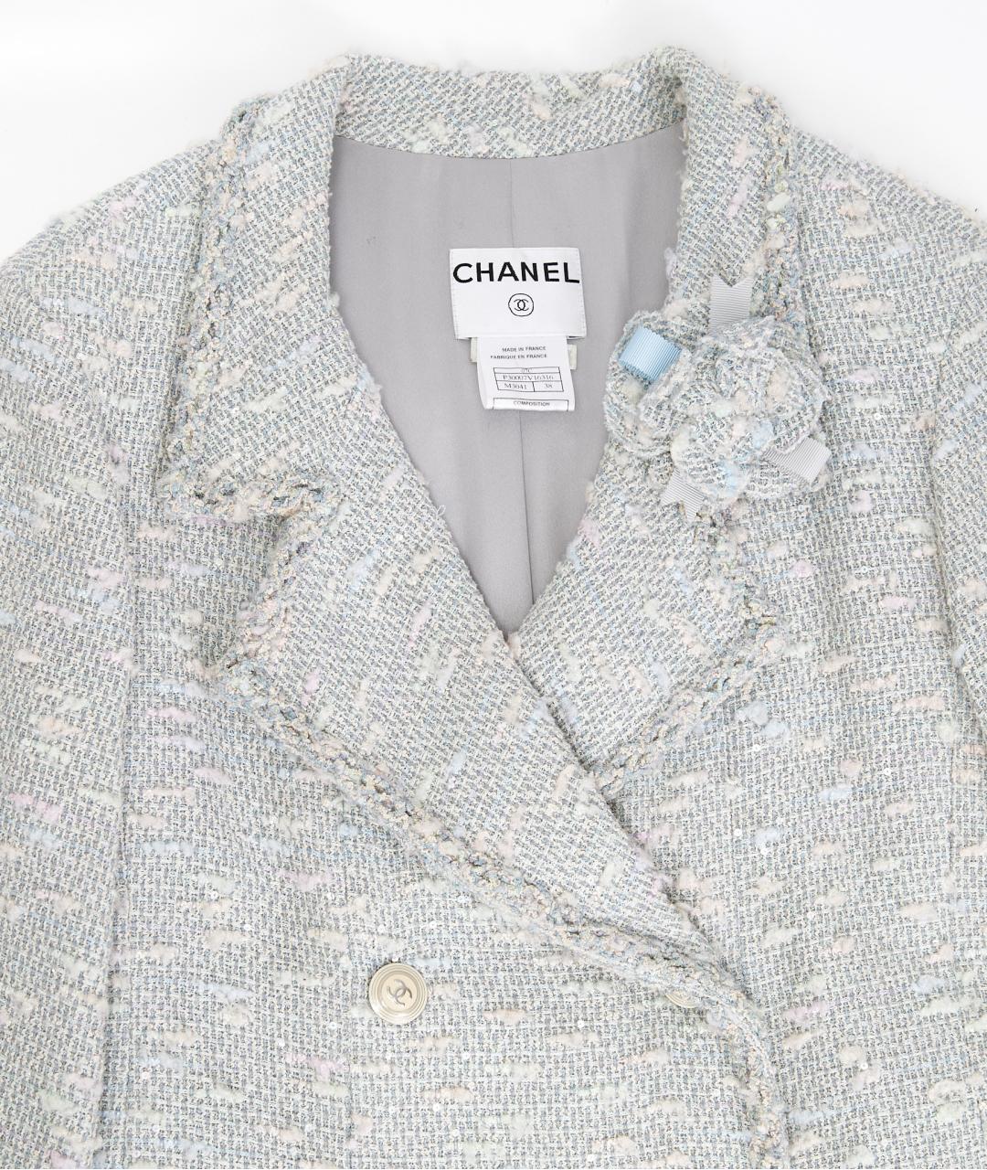 CHANEL Голубое хлопковое пальто, фото 3