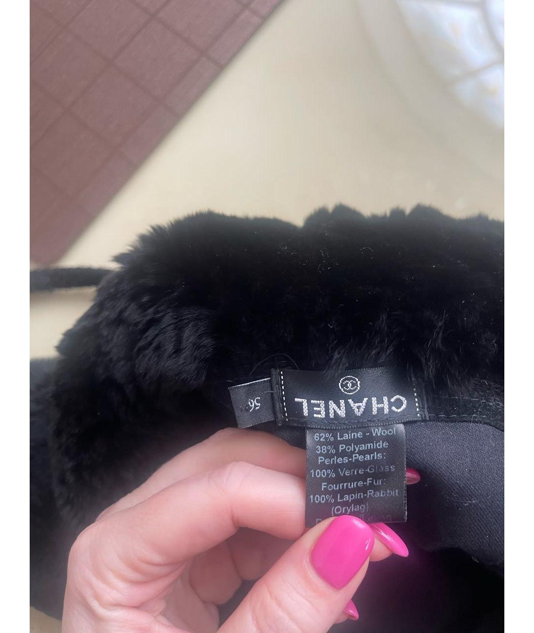 CHANEL Черная шерстяная шапка, фото 6