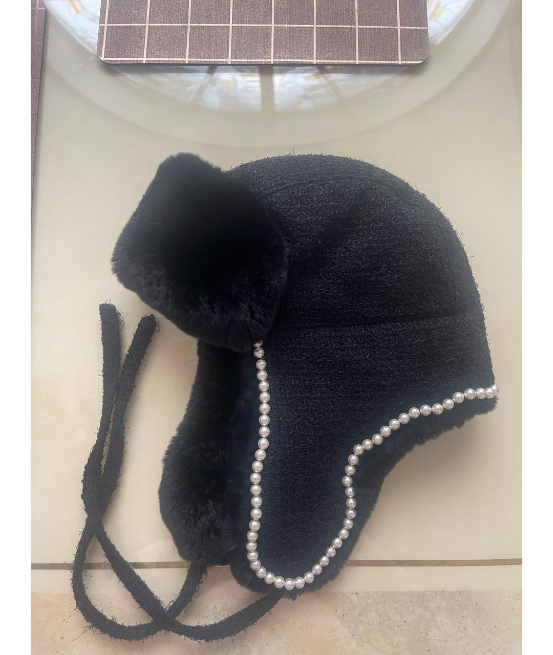 CHANEL Черная шерстяная шапка, фото 9