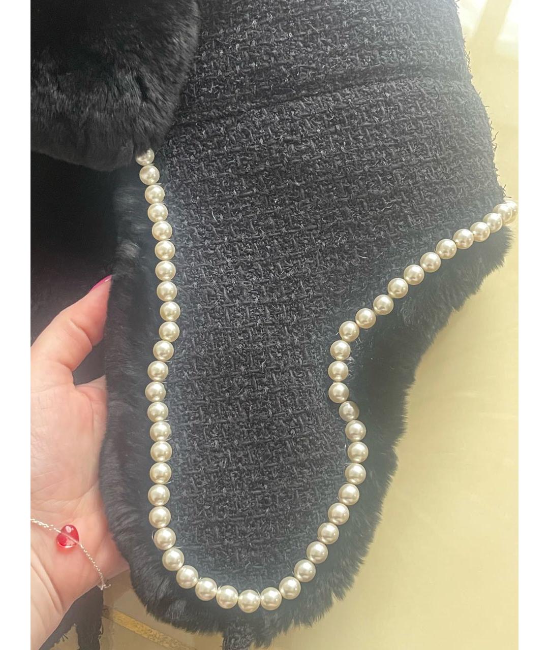 CHANEL Черная шерстяная шапка, фото 4
