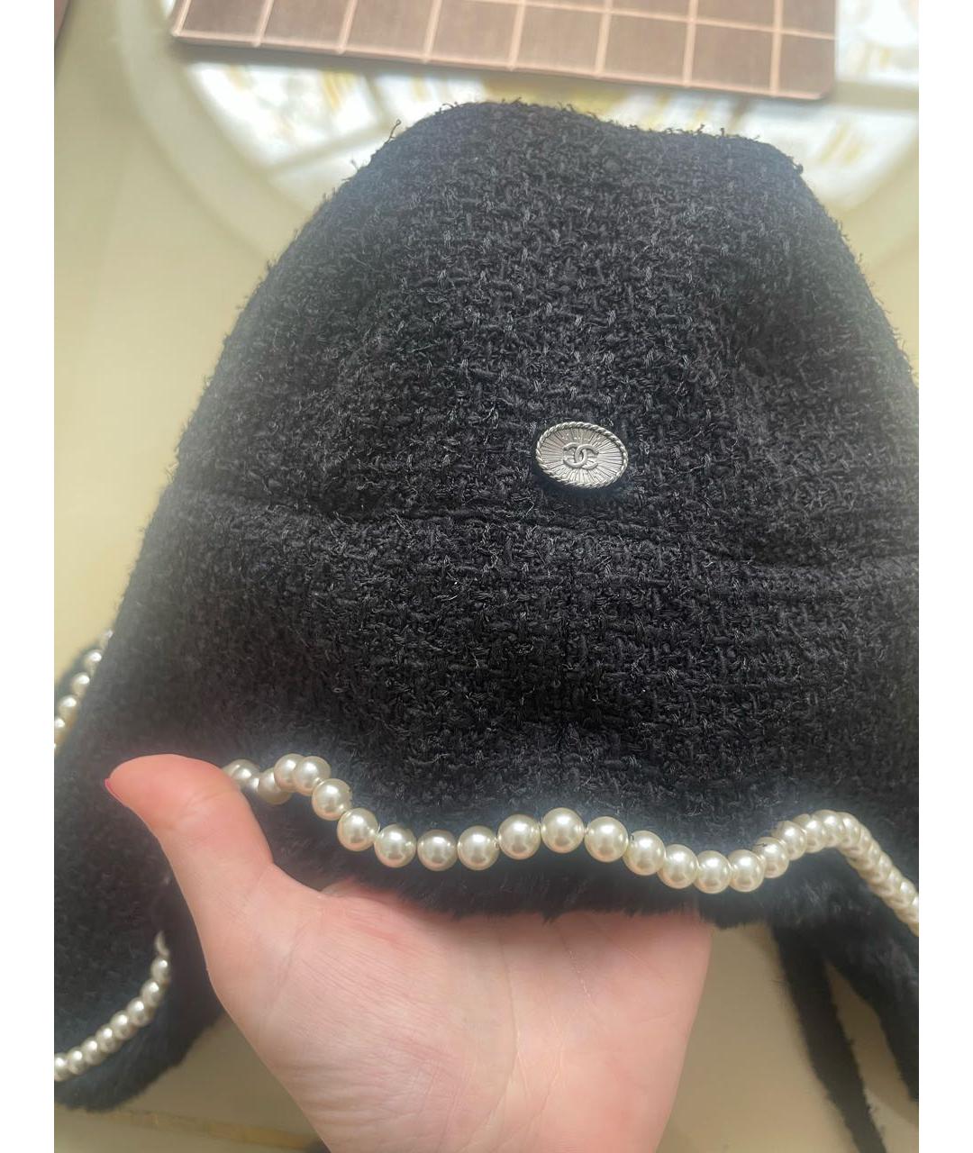 CHANEL Черная шерстяная шапка, фото 8