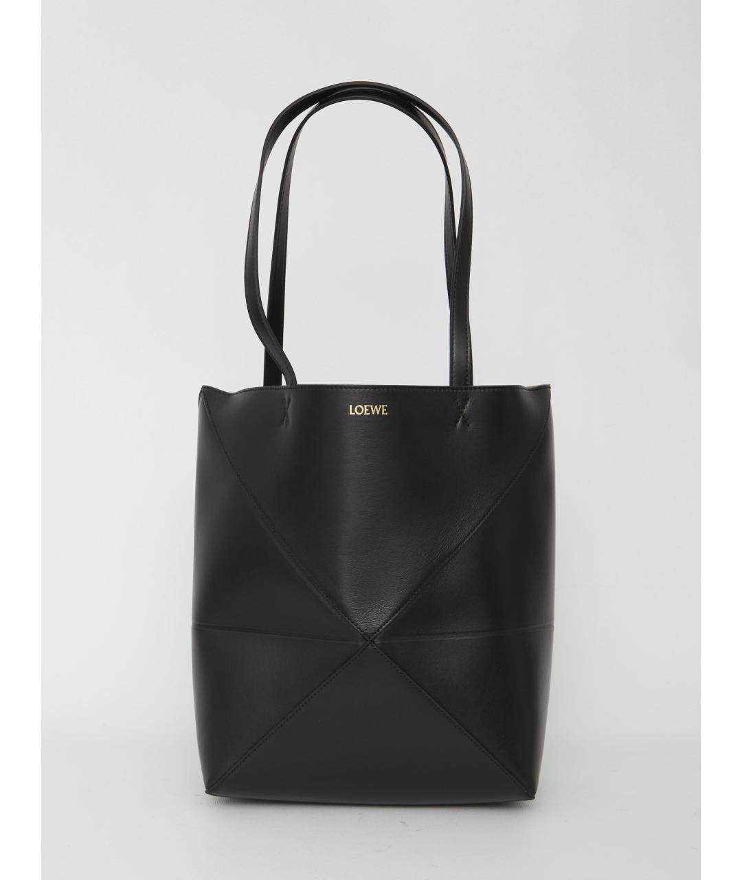 LOEWE Черная кожаная сумка тоут, фото 6