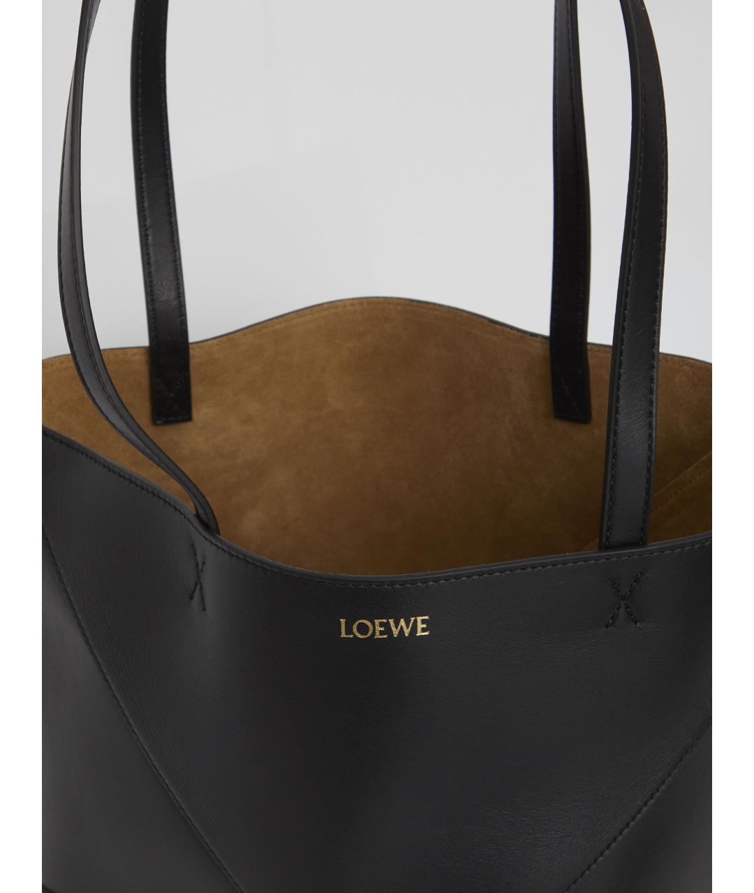 LOEWE Черная кожаная сумка тоут, фото 4