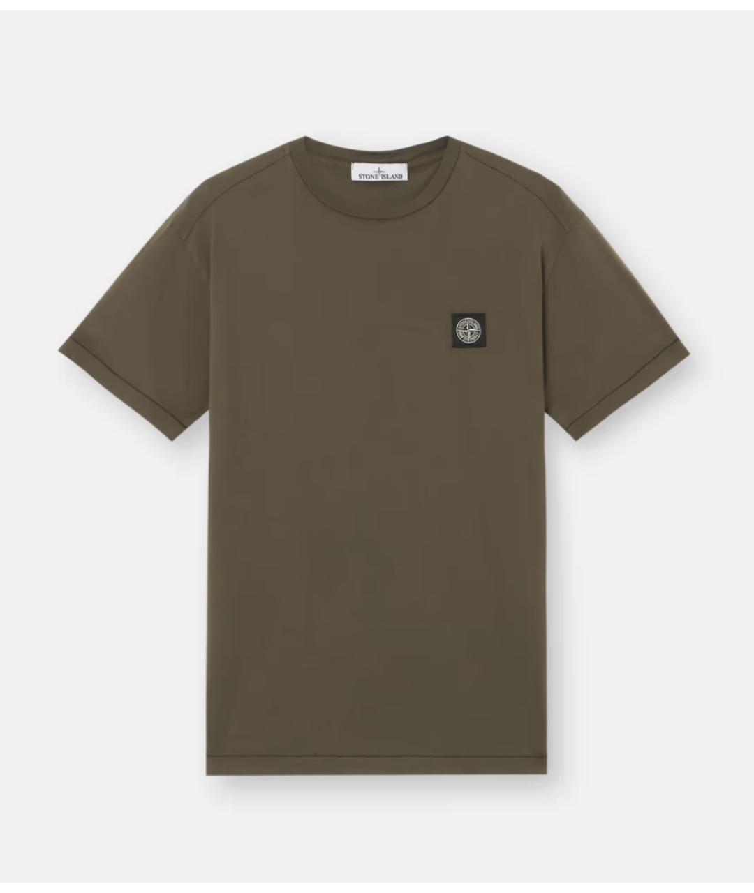 STONE ISLAND Зеленая хлопковая футболка, фото 6
