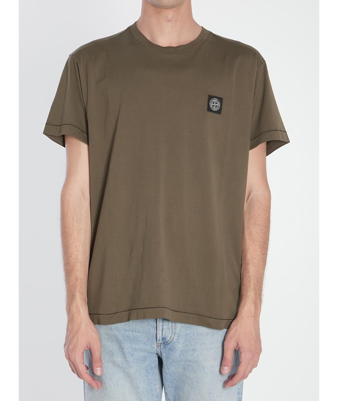 STONE ISLAND Зеленая хлопковая футболка, фото 2
