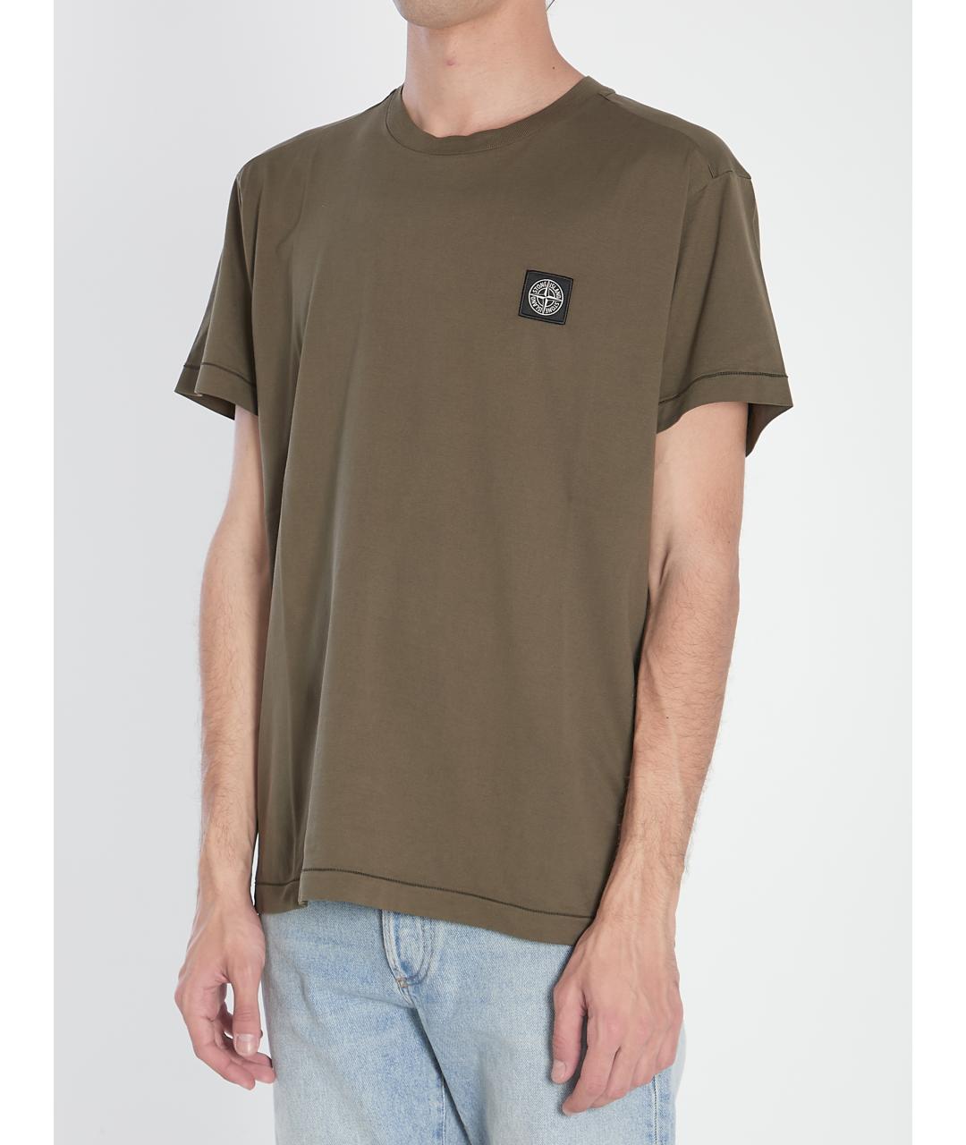 STONE ISLAND Зеленая хлопковая футболка, фото 3