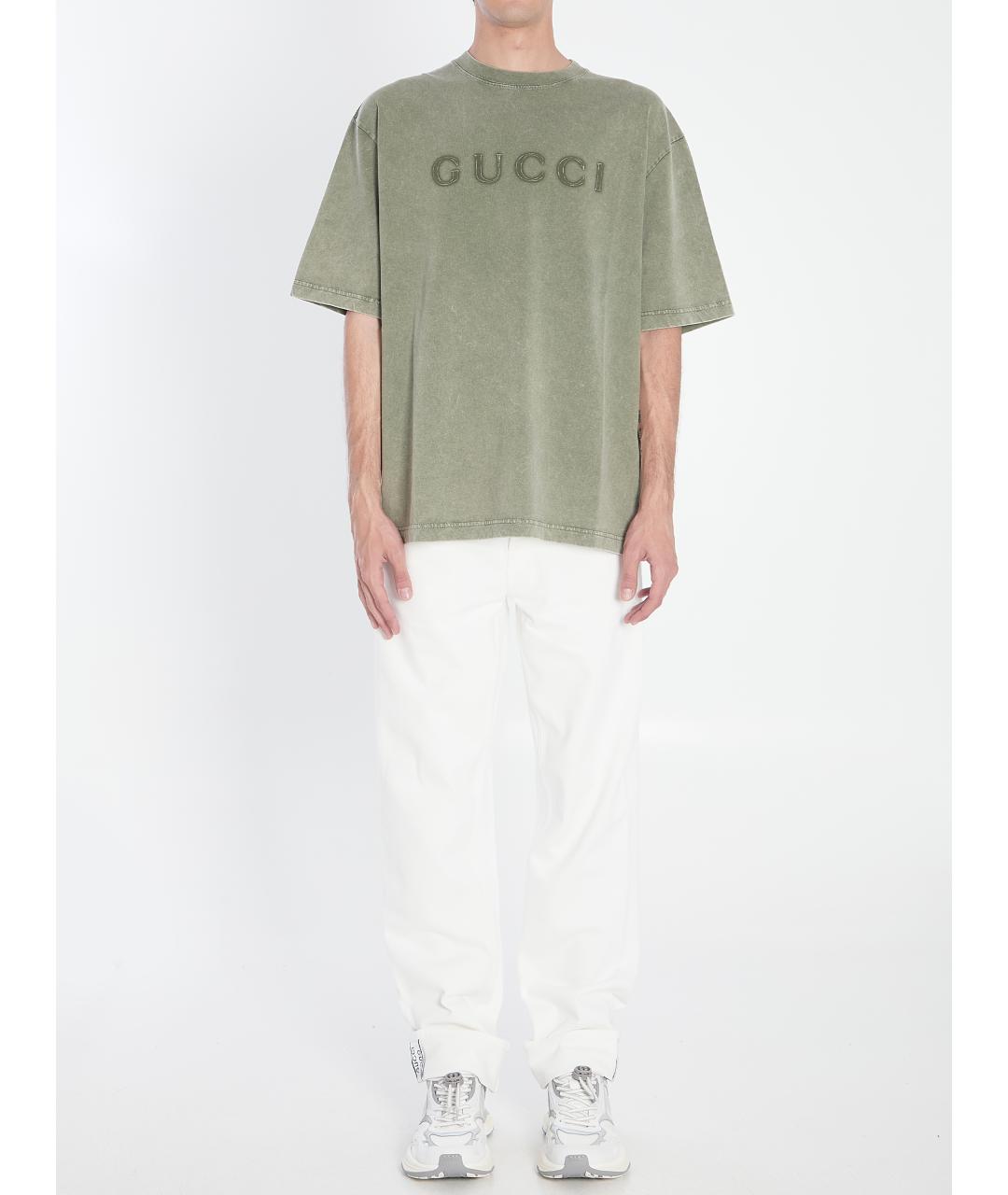GUCCI Зеленая хлопковая футболка, фото 6