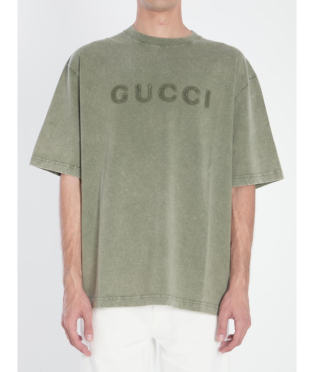 GUCCI Зеленая хлопковая футболка, фото 2