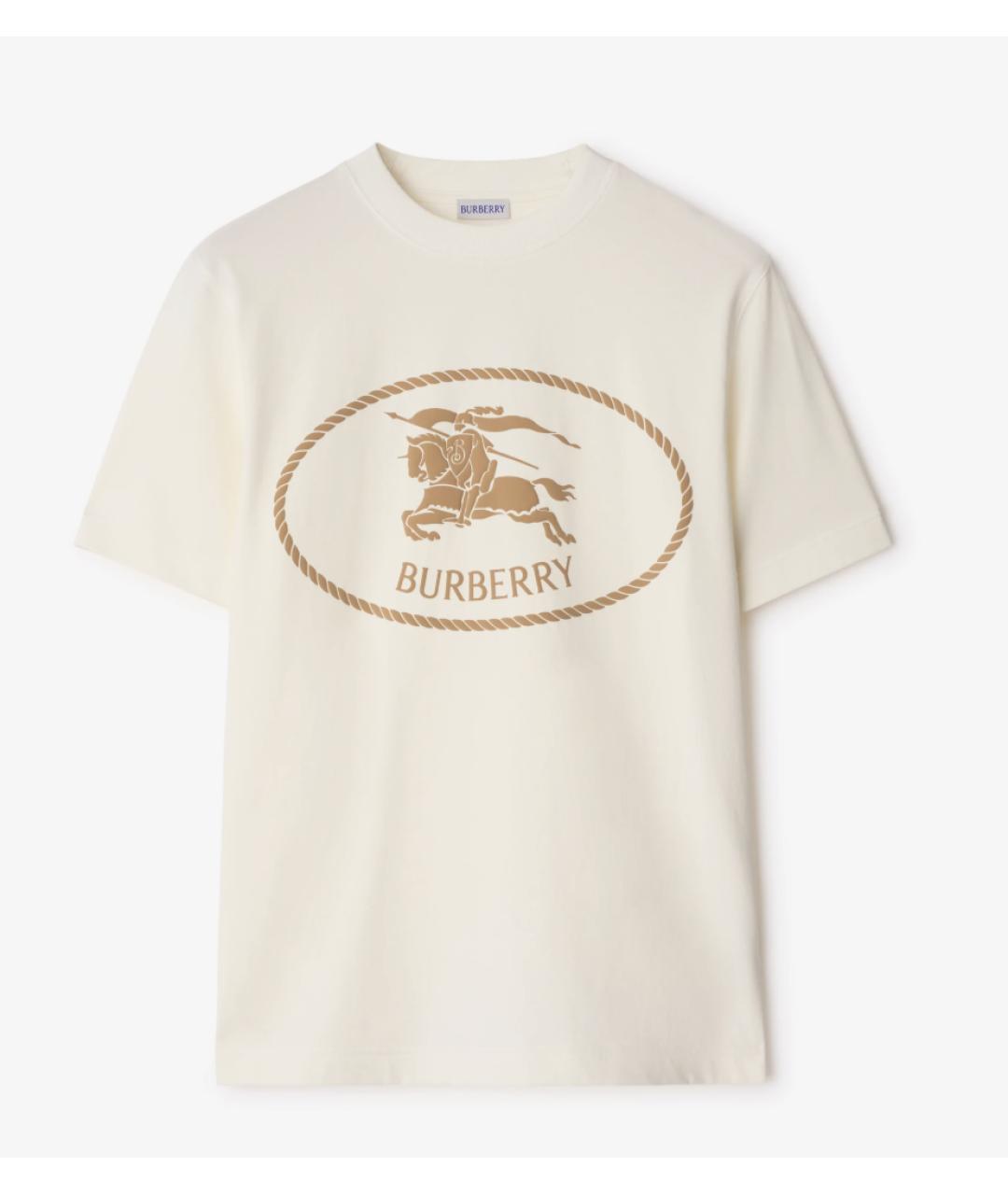 BURBERRY Белая хлопковая футболка, фото 6