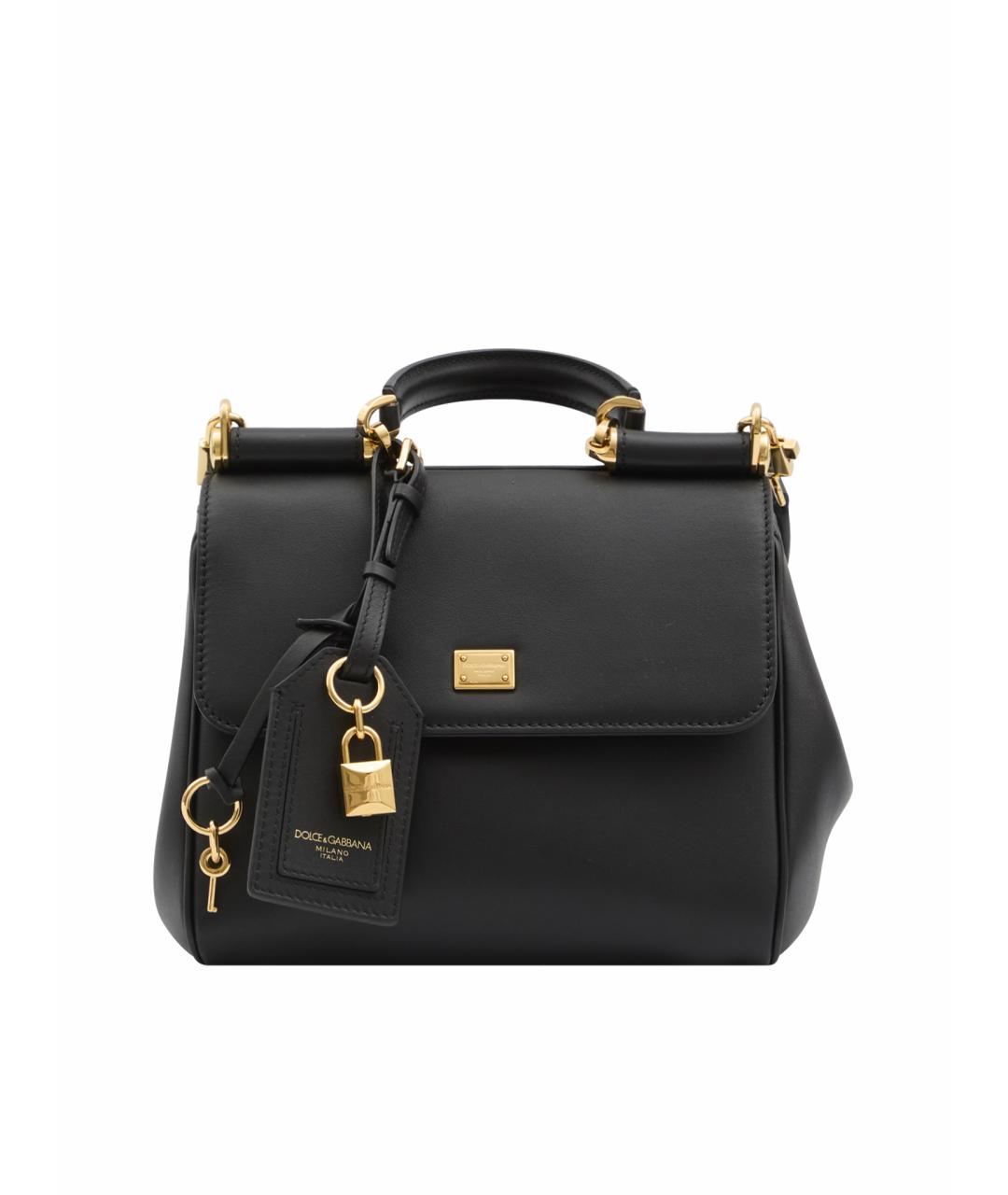 DOLCE&GABBANA Черная кожаная сумка с короткими ручками, фото 1