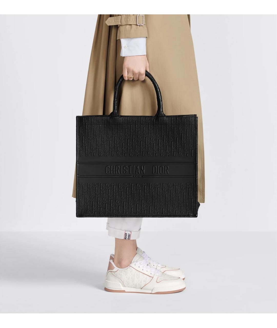 CHRISTIAN DIOR Черная кожаная сумка тоут, фото 2