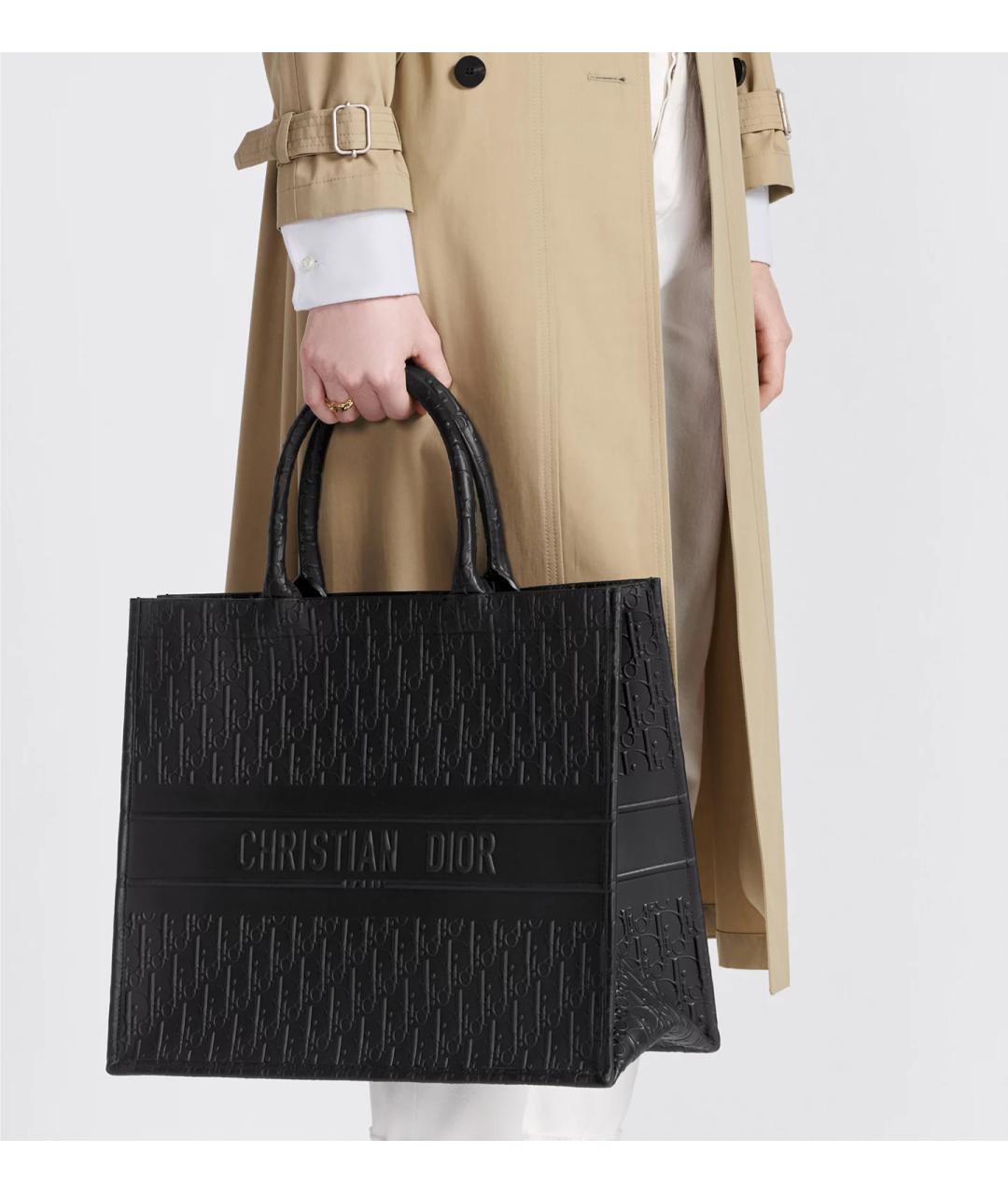 CHRISTIAN DIOR Черная кожаная сумка тоут, фото 3