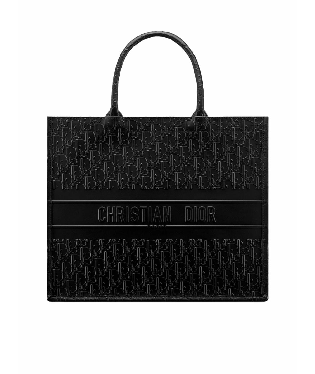 CHRISTIAN DIOR Черная кожаная сумка тоут, фото 1
