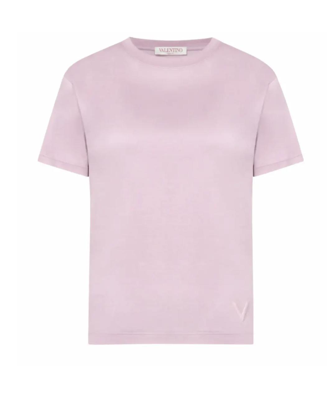 VALENTINO Розовая хлопковая футболка, фото 1