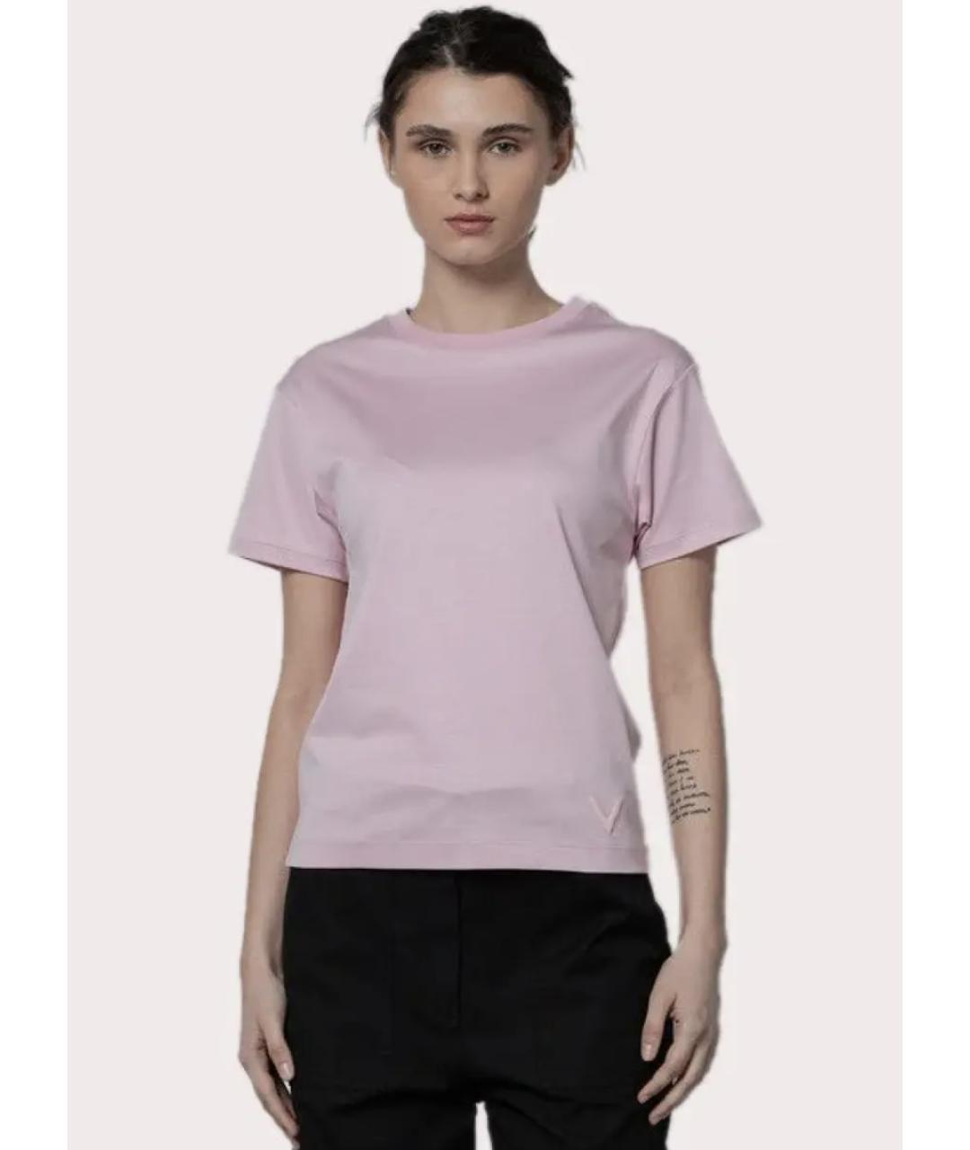 VALENTINO Розовая хлопковая футболка, фото 2